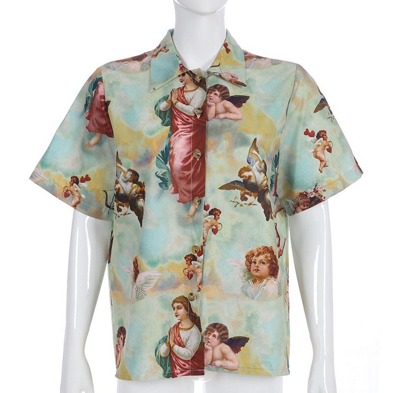 Angel Vintage Buttoned T-Shirt 💫 - Sour Puff Shop