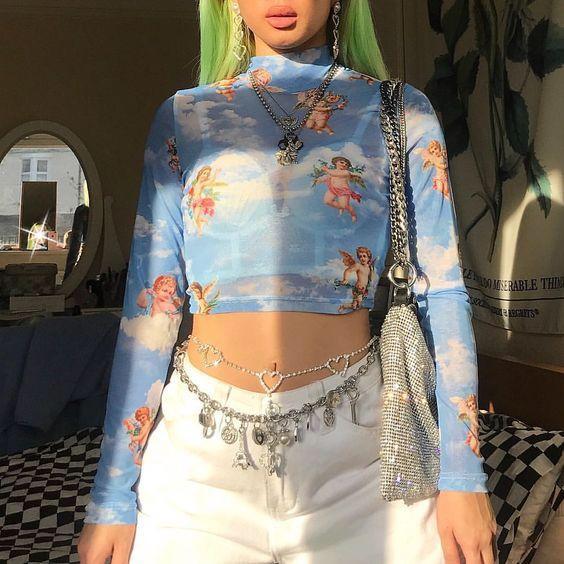 ☁️ Angelic Sleeved Crop Top ☁️ - Sour Puff Shop