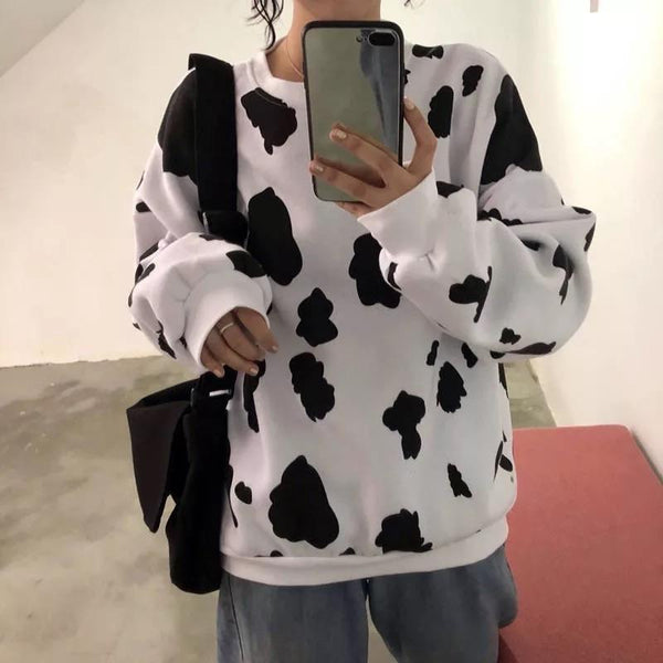 Cow Pattern Sweatshirt 🐮 - Sour Puff Shop