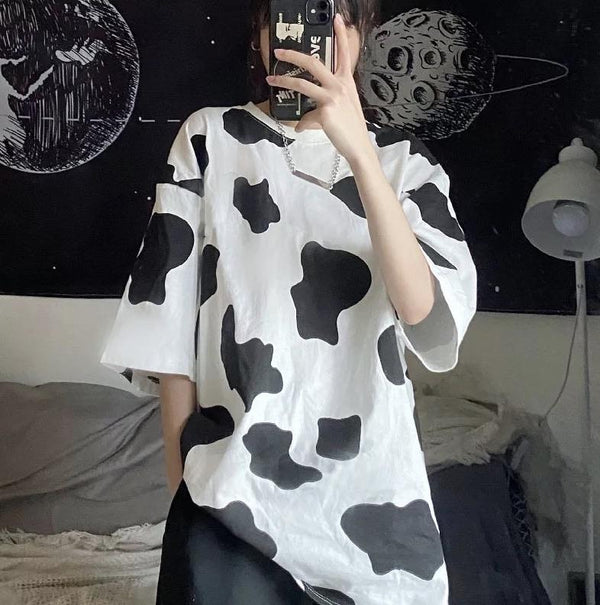 Cow-tastic Sleeved Tee 🐮🖤 - Sour Puff Shop
