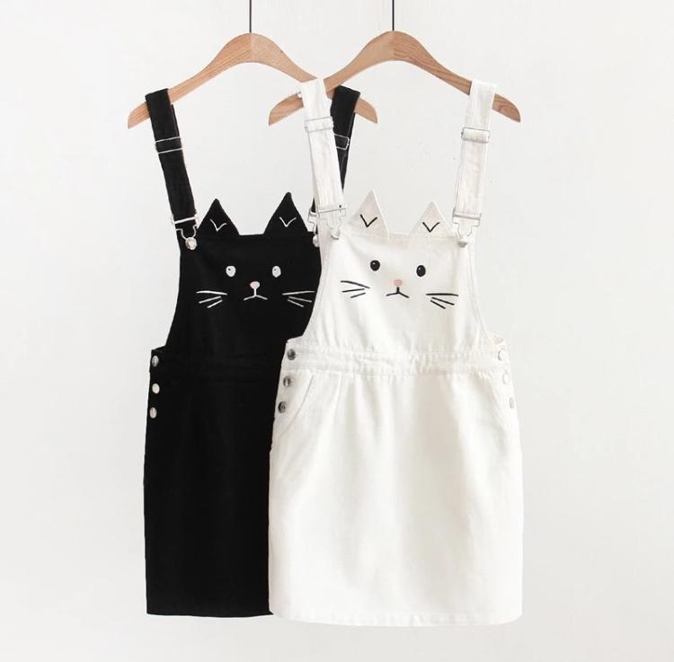Cute Kitty Denim Overalls - Sour Puff Shop Cute Kitty Denim Overalls - Sour Puff Shop