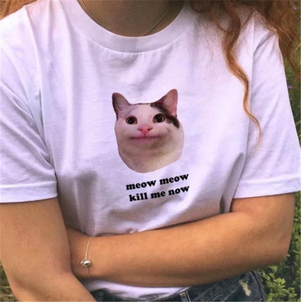 Meow Meow T-Shirt 😐 - Sour Puff Shop
