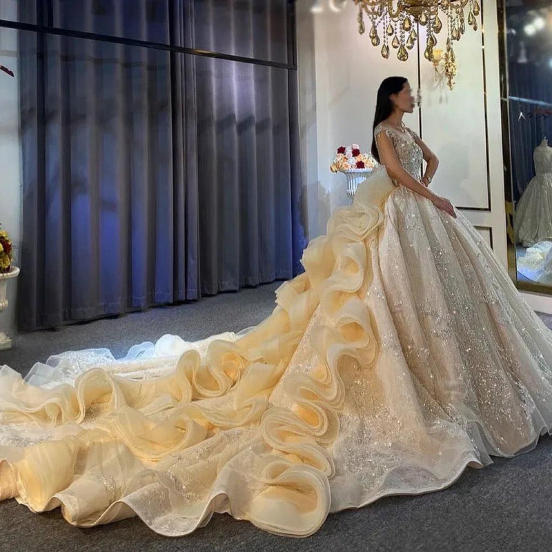 Long train wedding dress