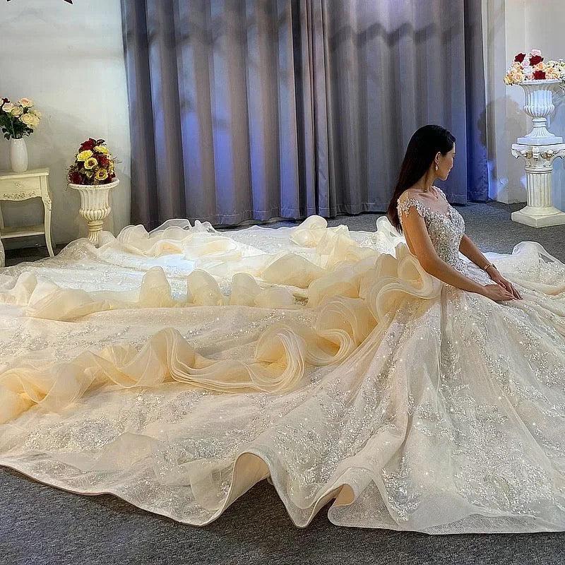 Long train wedding dress