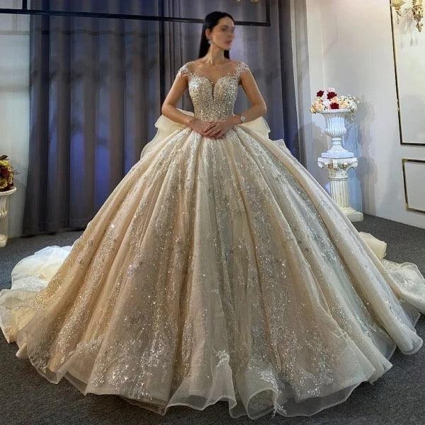 Long train wedding dress