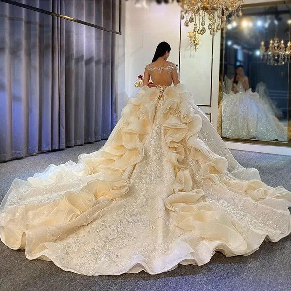 Long train wedding dress