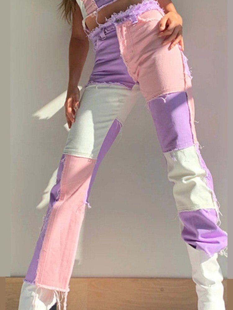 Pink Patchwork Jeans