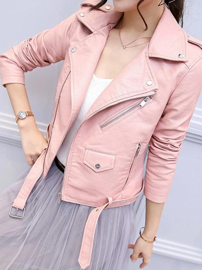 ジャケット・アウター muguet Heart pocket leather jacket pink 人気の贈り物が heart pocket leather jacketの身長別コーデ