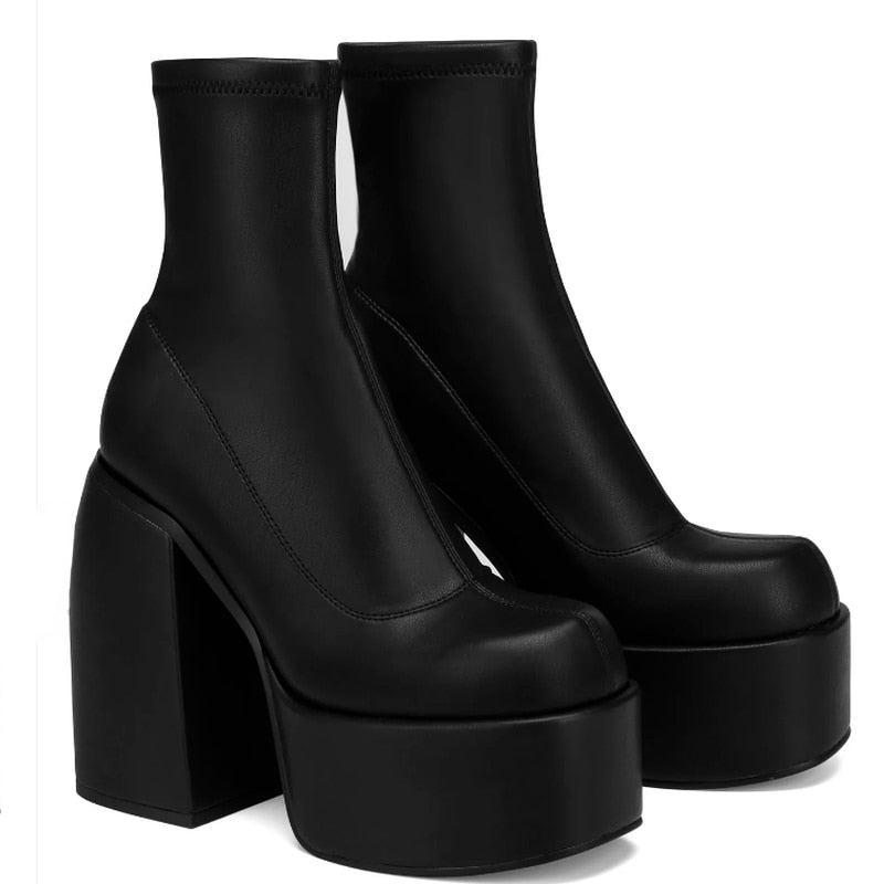 Chunky Square Heeled Boots