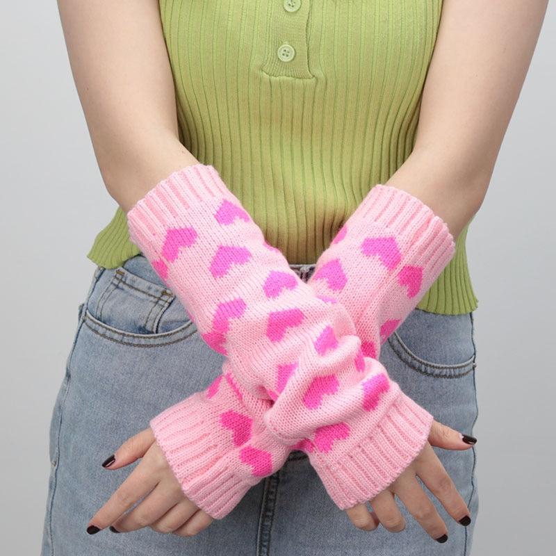 Pink Heart Knitted Arm Warmers – Sour Puff Shop