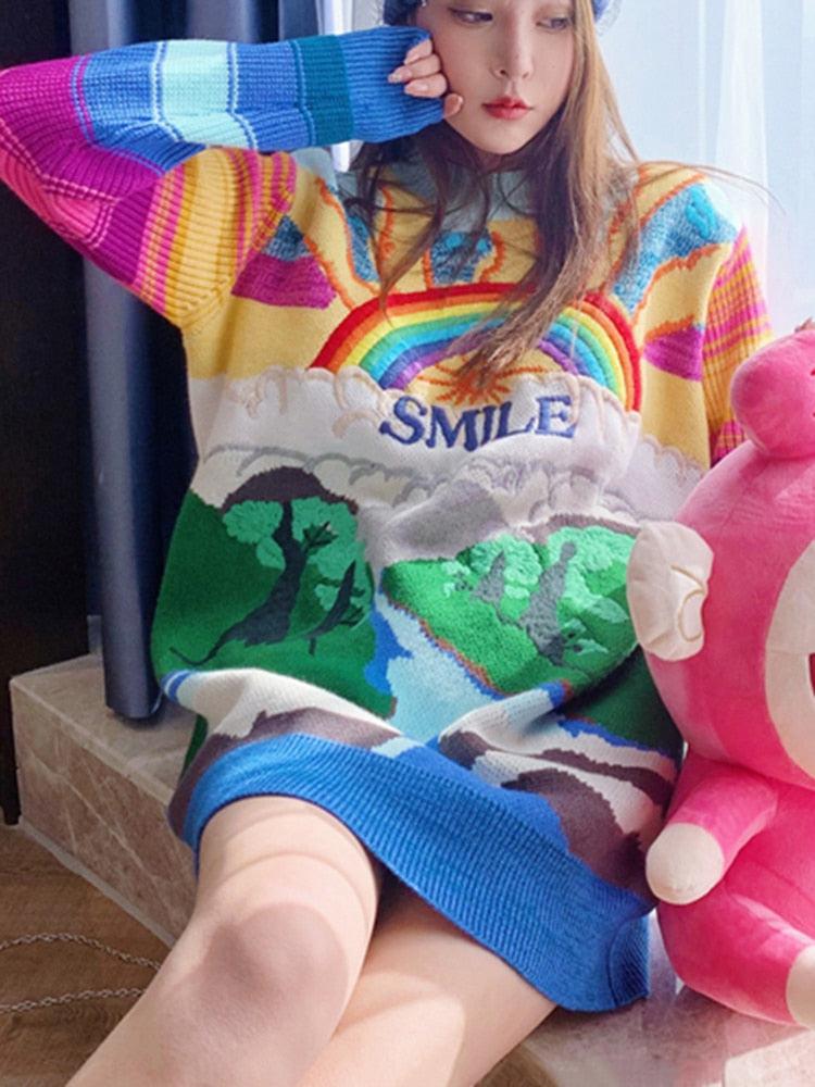 Smile Rainbow Sunset Sweater