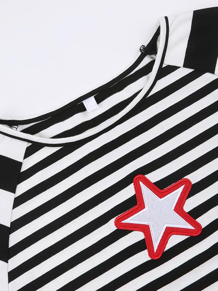 Y2K Star Striped Shirt