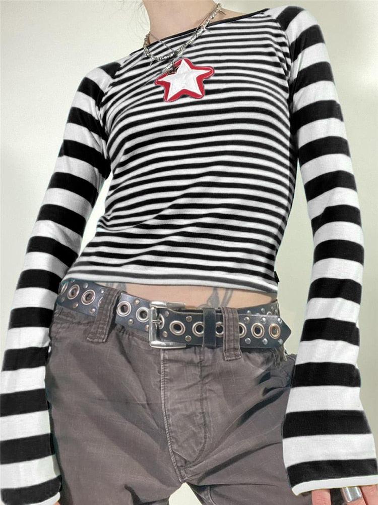 Y2K Star Striped Shirt