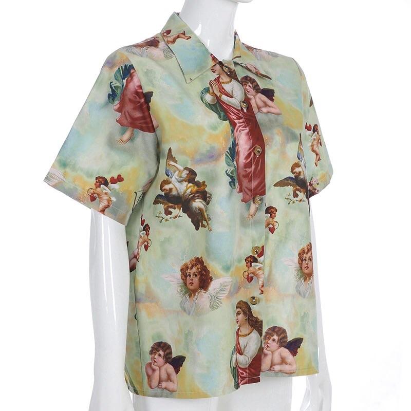 Angel Vintage Buttoned T-Shirt 💫 - Sour Puff Shop