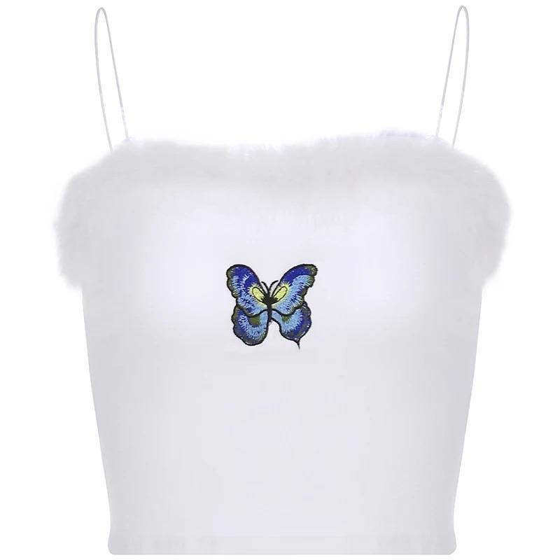 Butterfly Fur Lined Crop Top 🦋 - Sour Puff Shop