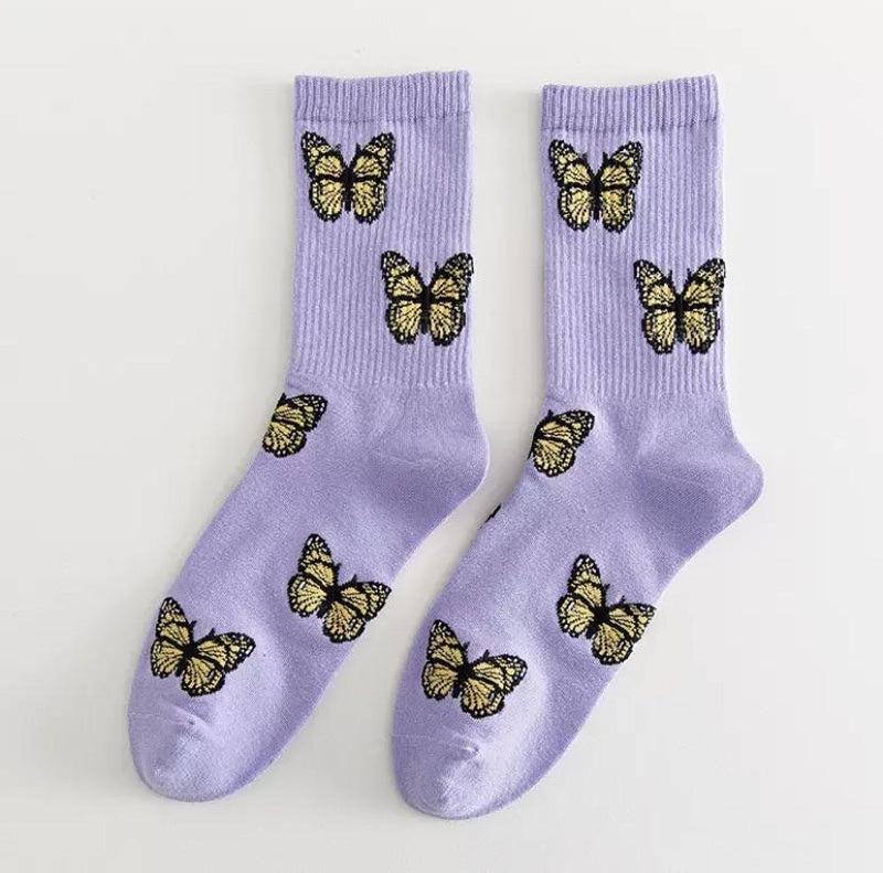Butterfly Pattern Socks 🦋💗 - Sour Puff Shop