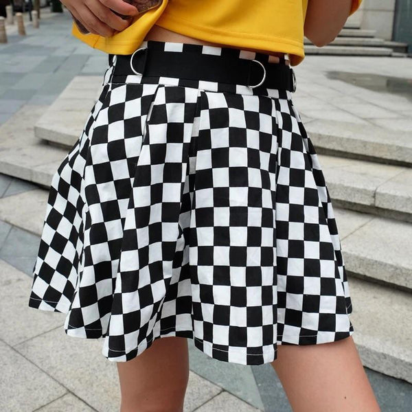 Checkered Flow Skirt 🖤 - Sour Puff Shop