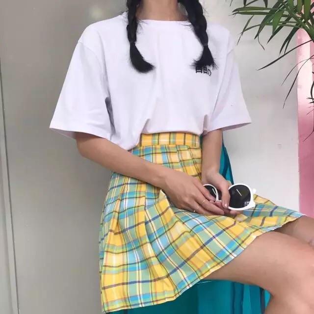 Checkered kawaii skirt 💫 - Sour Puff Shop