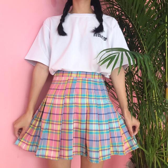Checkered kawaii skirt 💫 - Sour Puff Shop