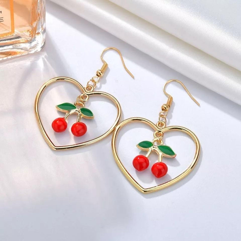 Cherry Hearted Hoop Earring 🍒💗 - Sour Puff Shop