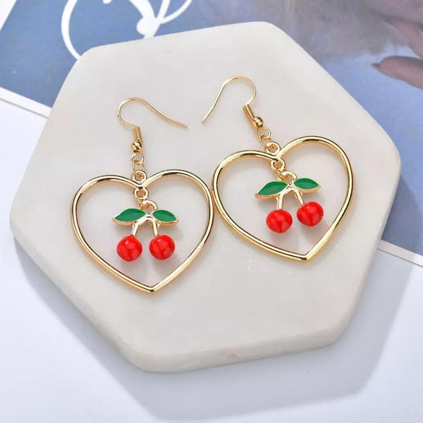 Cherry Hearted Hoop Earring 🍒💗 - Sour Puff Shop
