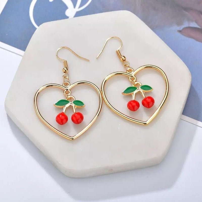 Cherry Hearted Hoop Earring 🍒💗- Sour Puff Shop
