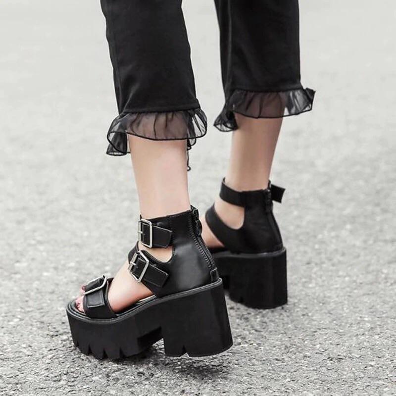 Chunky High Heeled Sandals - Sour Puff Shop