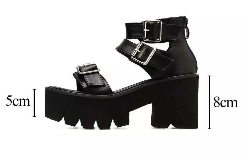Chunky High Heeled Sandals - Sour Puff Shop