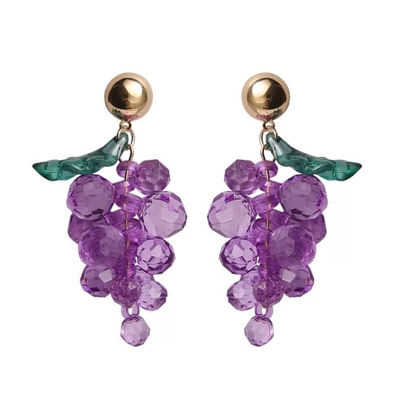 Crystally Grape Earrings 🍇 - Sour Puff Shop