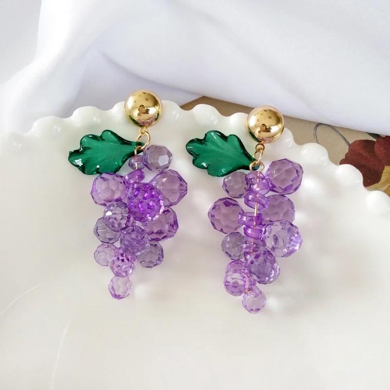 Crystally Grape Earrings 🍇 - Sour Puff Shop