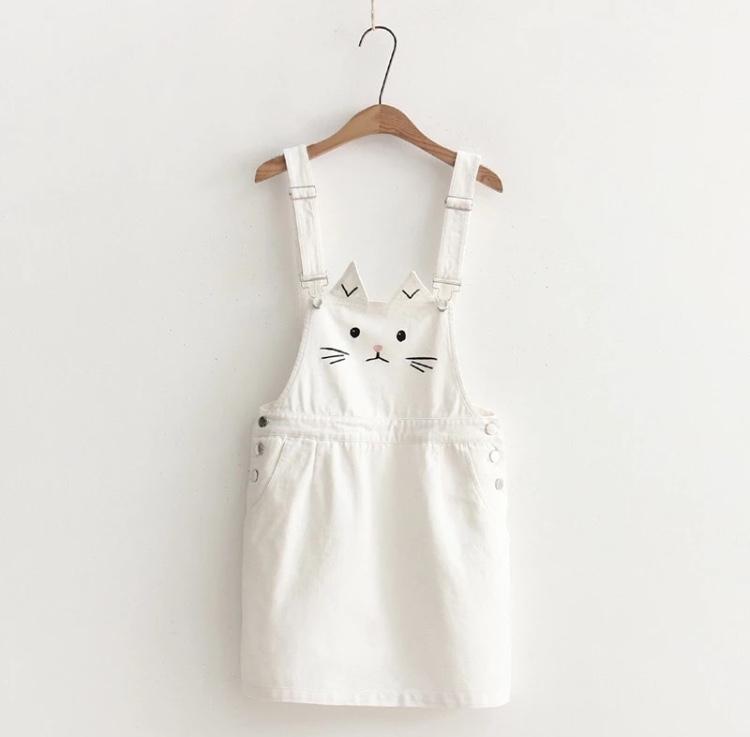 Cute Kitty Denim Overalls - Sour Puff Shop
