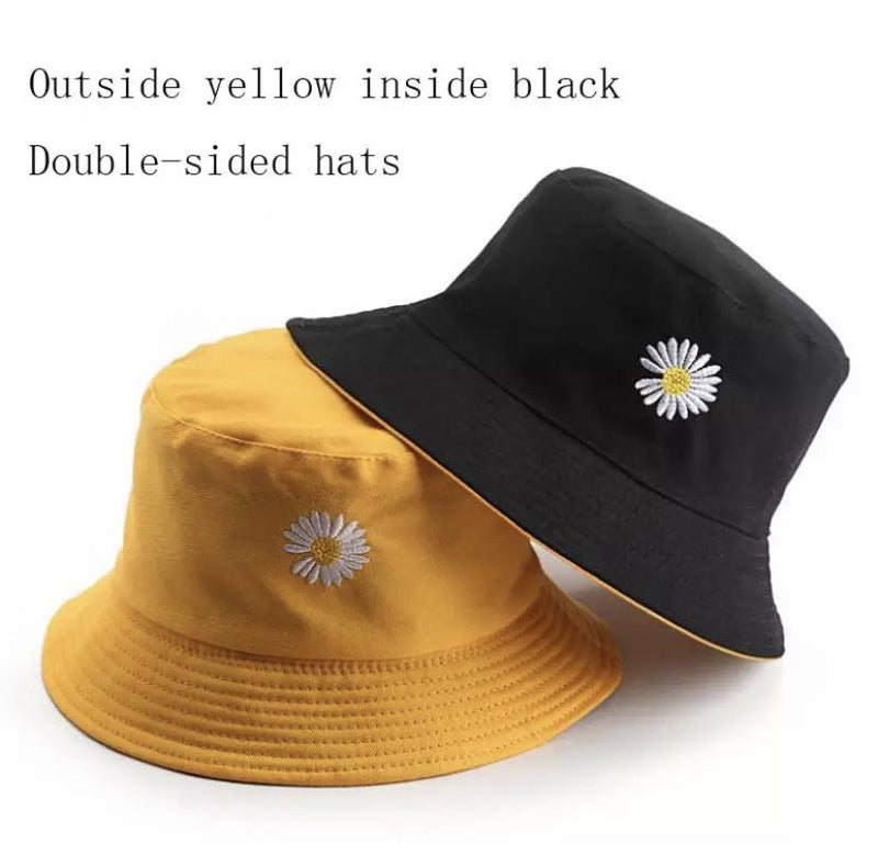 Reversible Womens Bucket Hat, Summer Fashion Fisherman Beach Sun Hats Daisy
