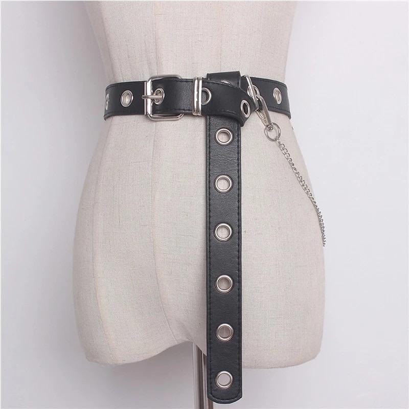 Faux Leather Chained Belt - Sour Puff Shop