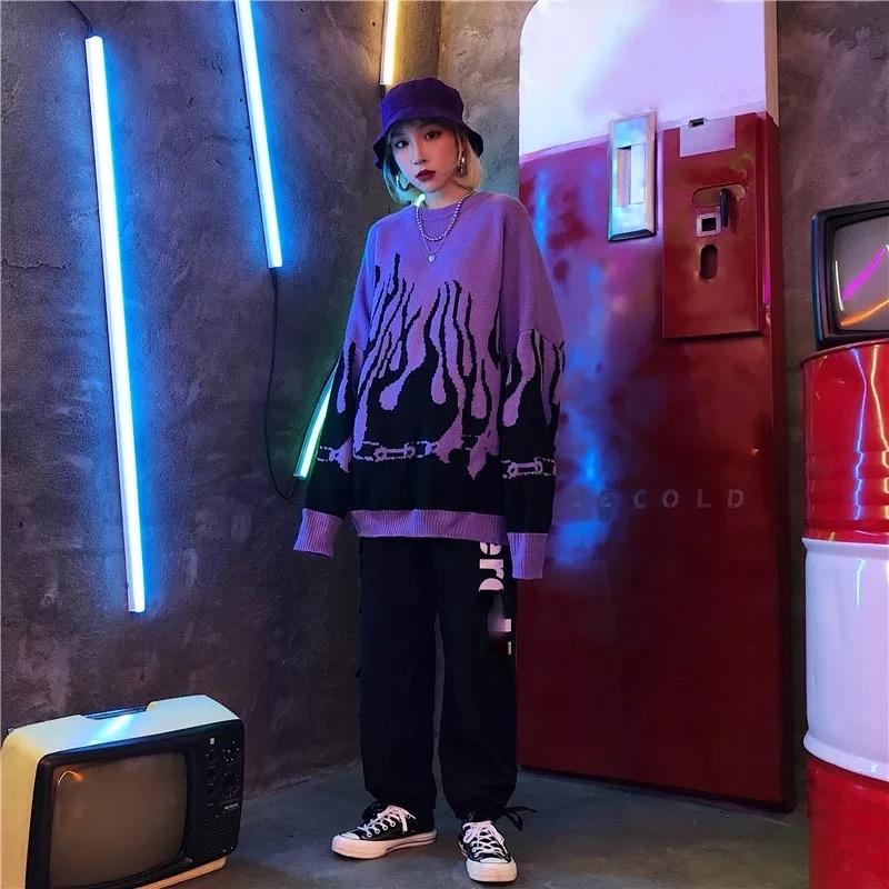 purple flame sweater