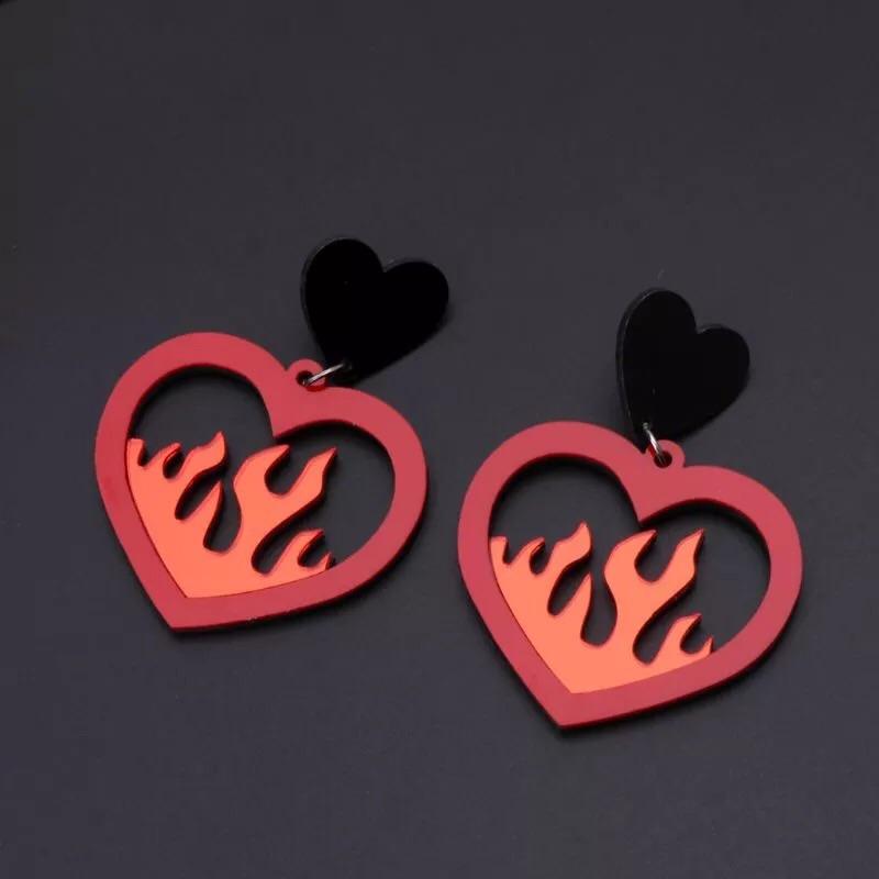 Flamin’ Heart Earrings ♥️🔥 - Sour Puff Shop