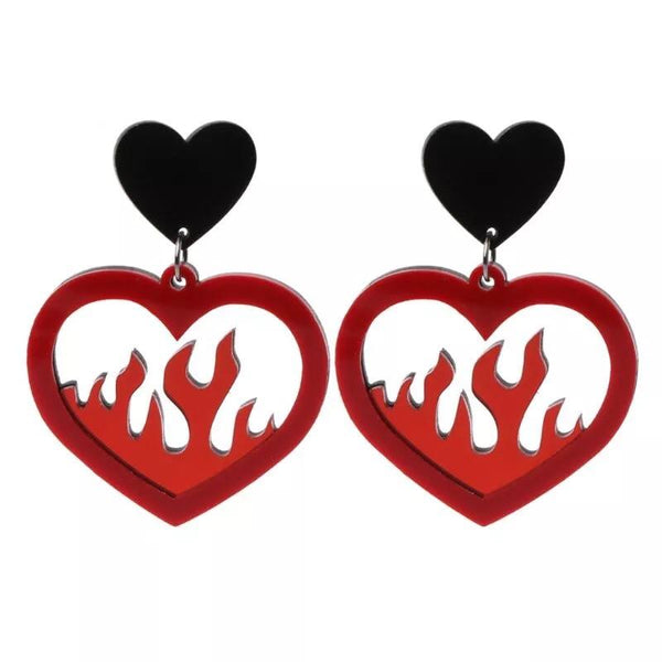 Flamin’ Heart Earrings ♥️🔥 - Sour Puff Shop
