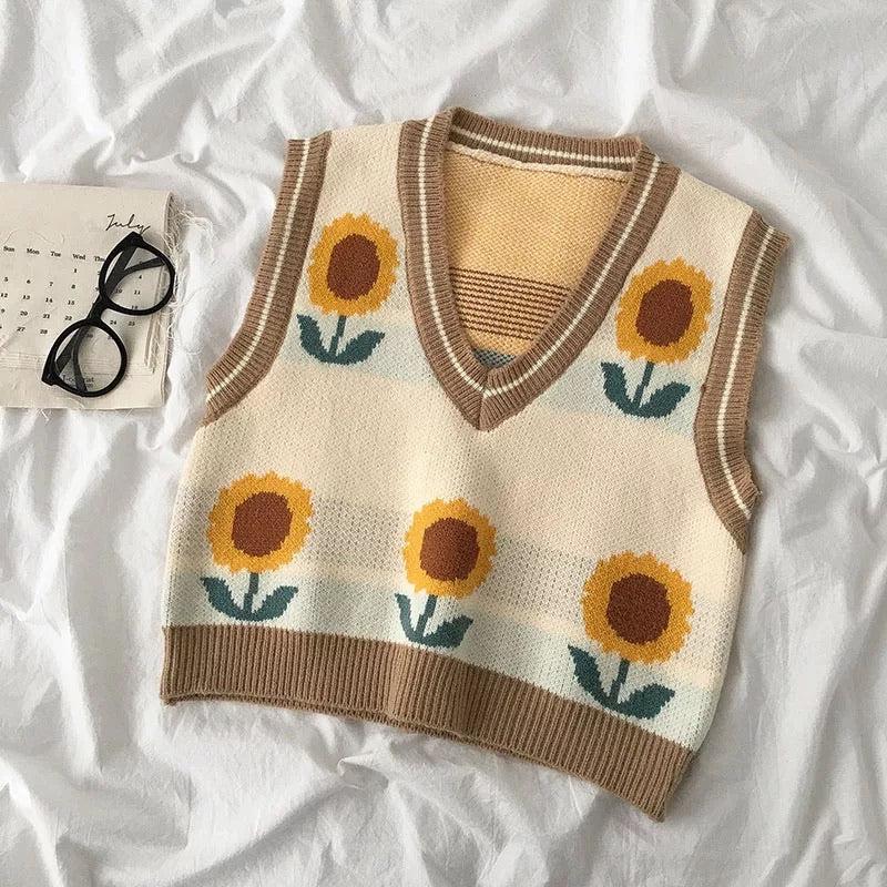 Sunflower Sweater Vest 🌻✨ - Sour Puff Shop