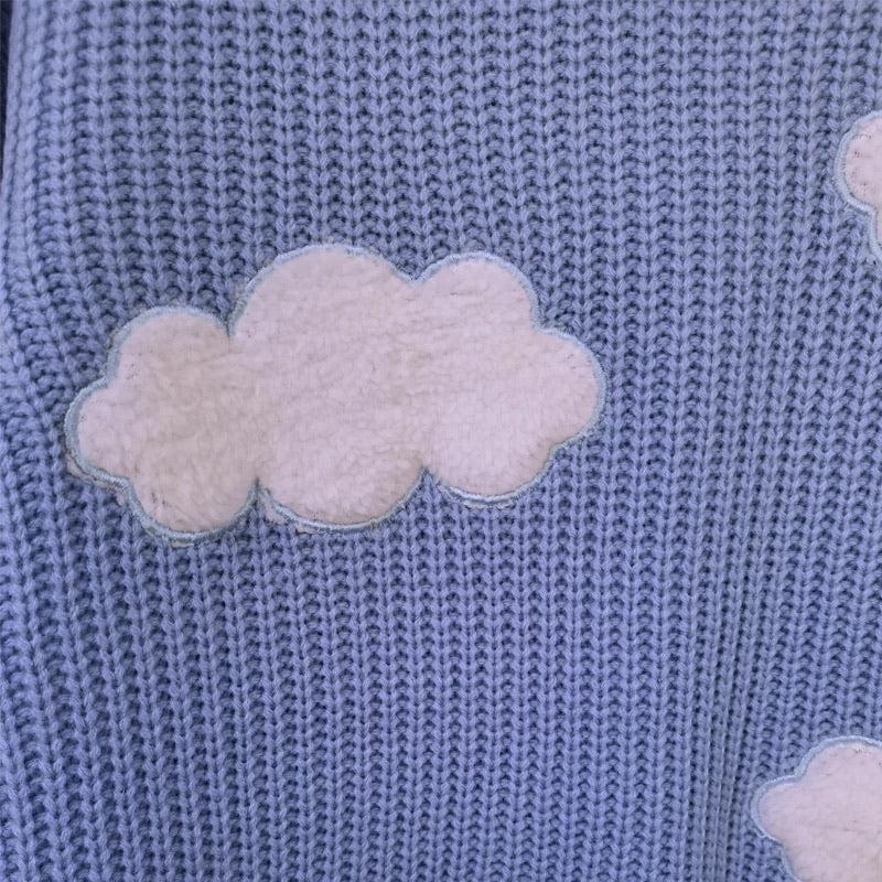 White Clouds Knitted Jumper - Sour Puff Shop