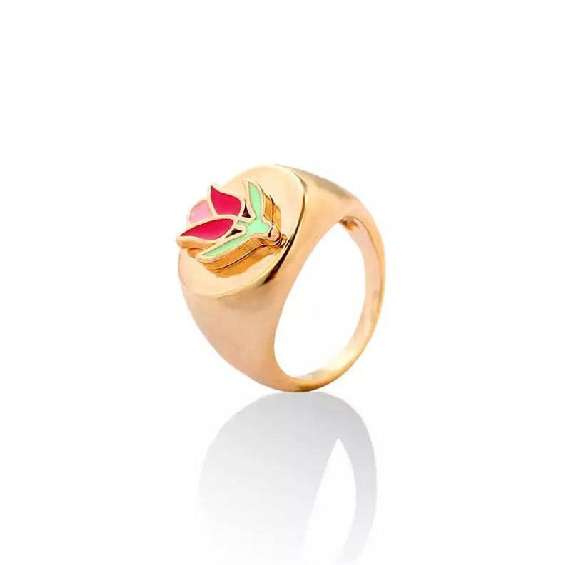 Gold Chunky Flower Rings - Sour Puff Shop