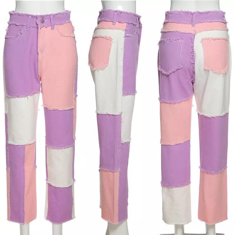 Pink Patchwork Jeans