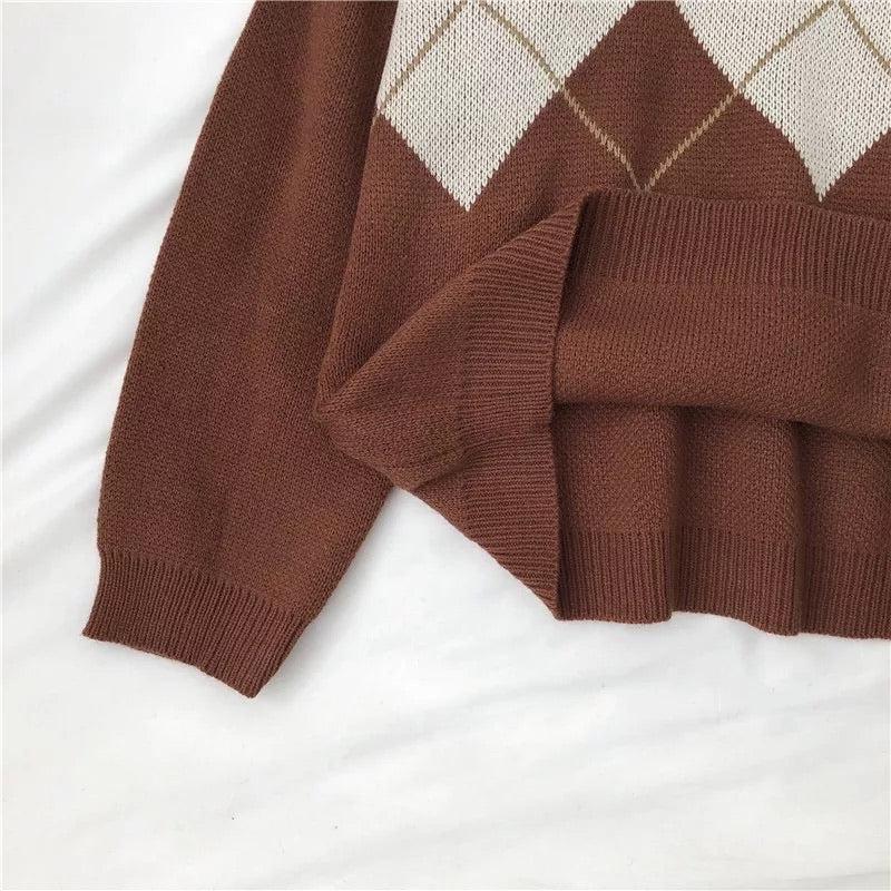 Argyle Loose Sweater - Sour Puff Shop