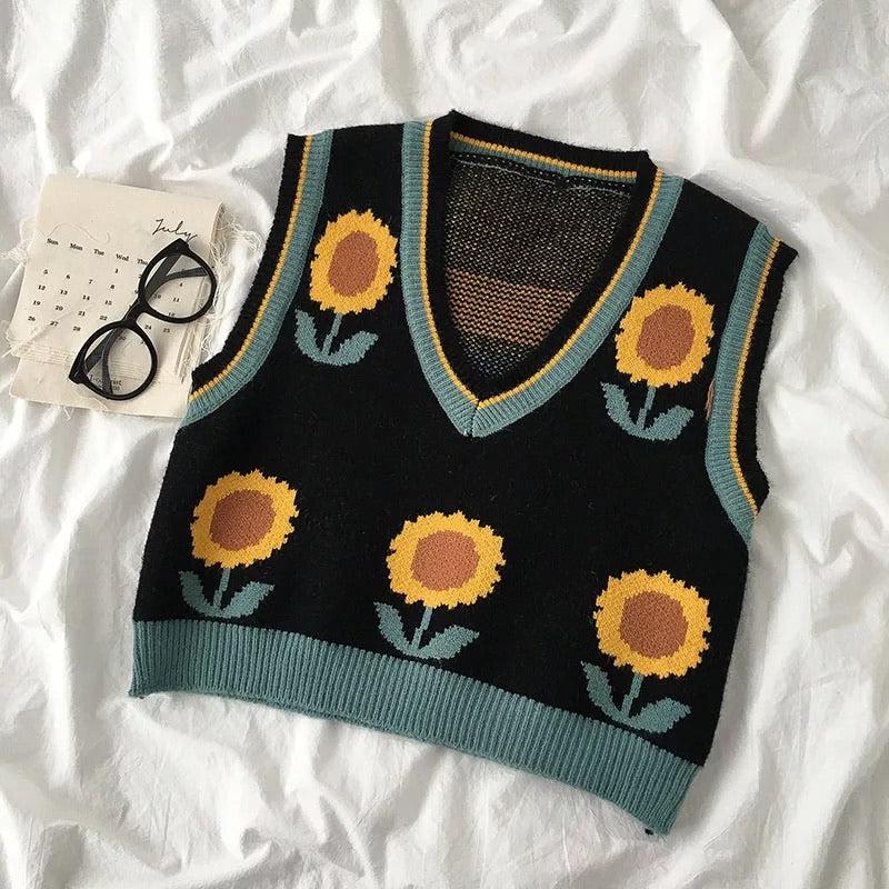 Sunflower Sweater Vest 🌻✨ - Sour Puff Shop
