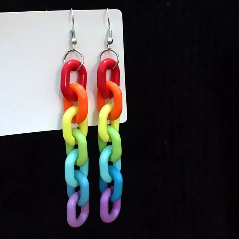 Rainbow Chained Drop Earrings 🌈💕 - Sour Puff Shop