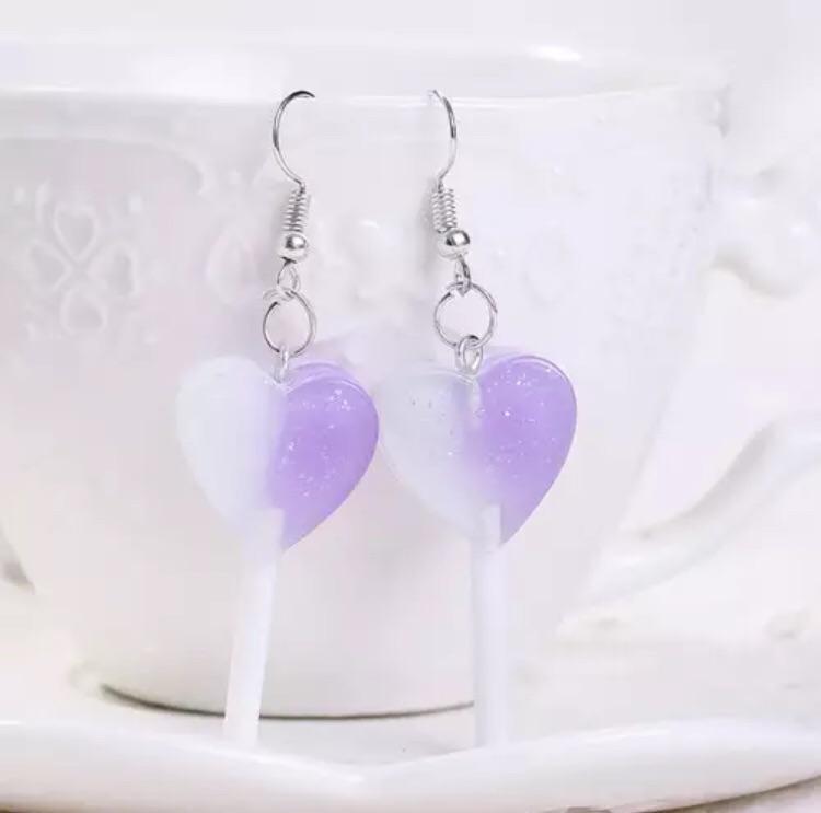 Mixed heart lollipops earrings 🍭 - Sour Puff Shop