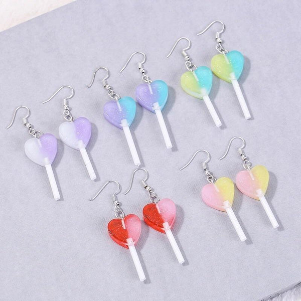Mixed heart lollipops earrings 🍭 - Sour Puff Shop