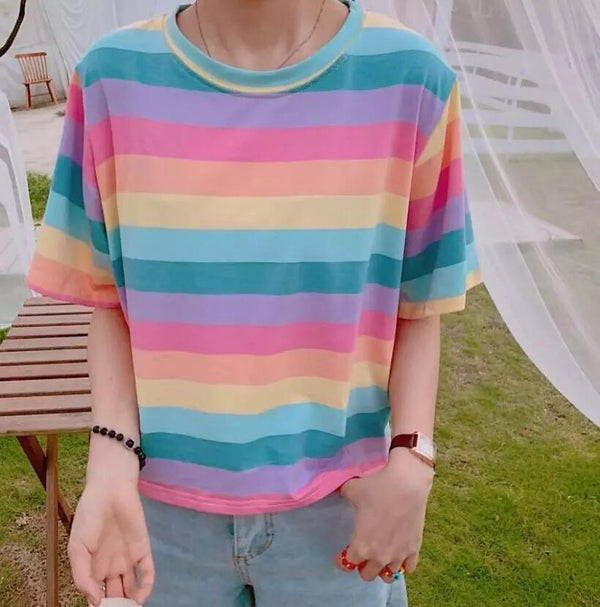 Pastel Striped T-Shirt 💞 - Sour Puff Shop