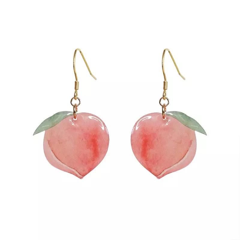 Peach Earrings Fruit Earrings Peach Dangle Earrings Peach 