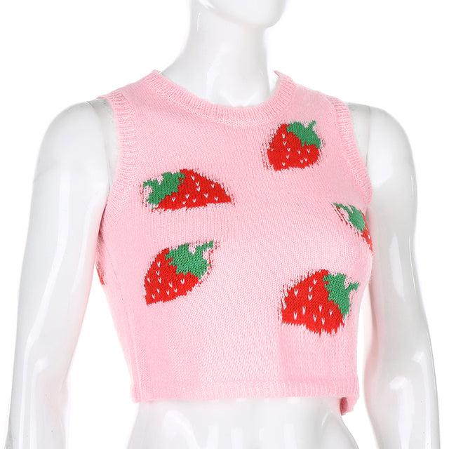 Y2K Strawberry Vest Sweater 🍓💗