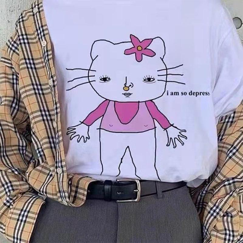 Sour Puff Shop Cursed Hello Kitty T-Shirt White / M