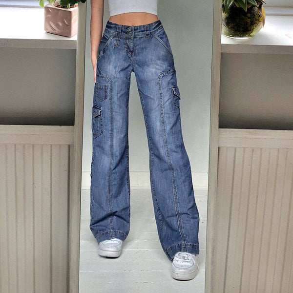 Faded Pocketed Y2K Jeans